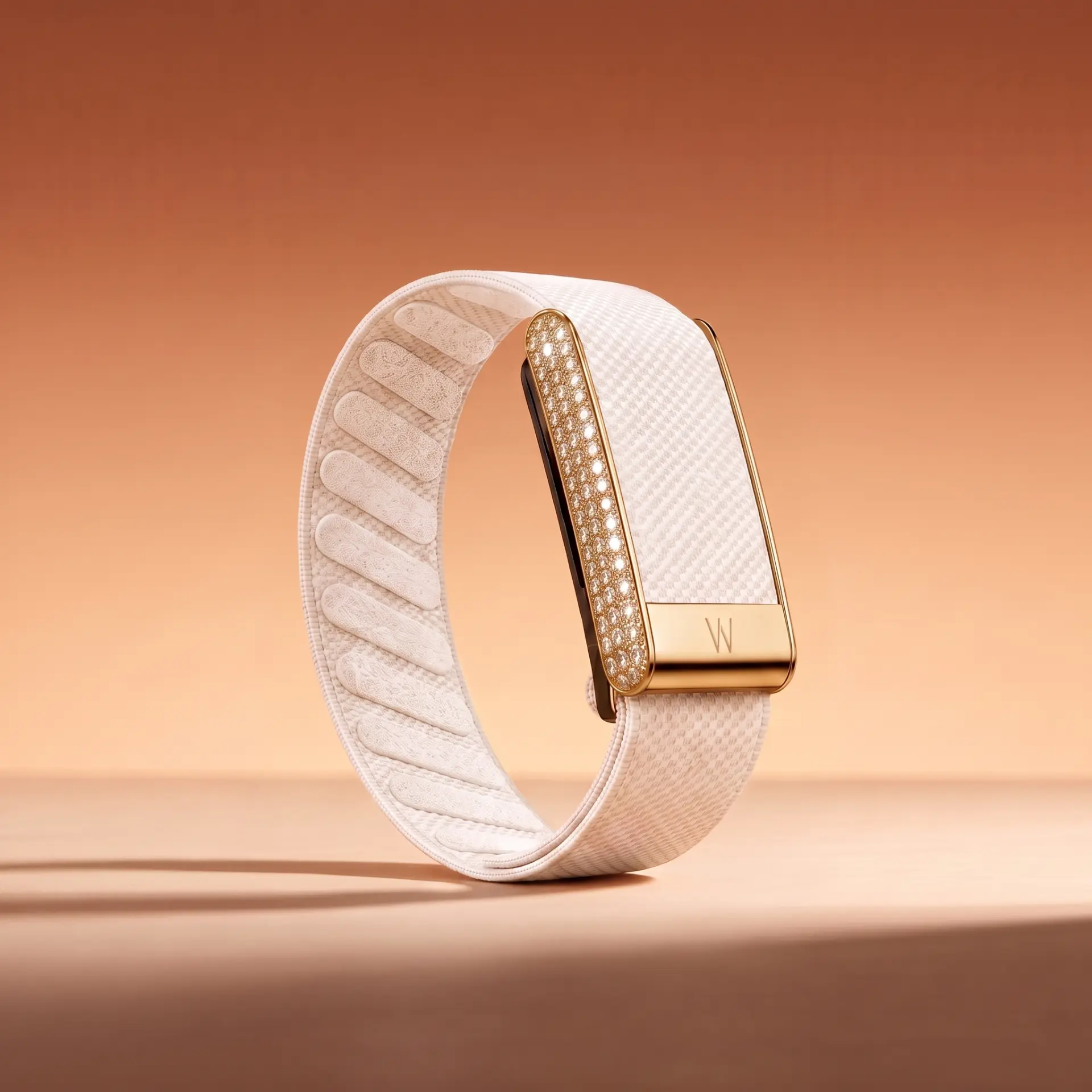 Cream Gold band with gold pavé bar