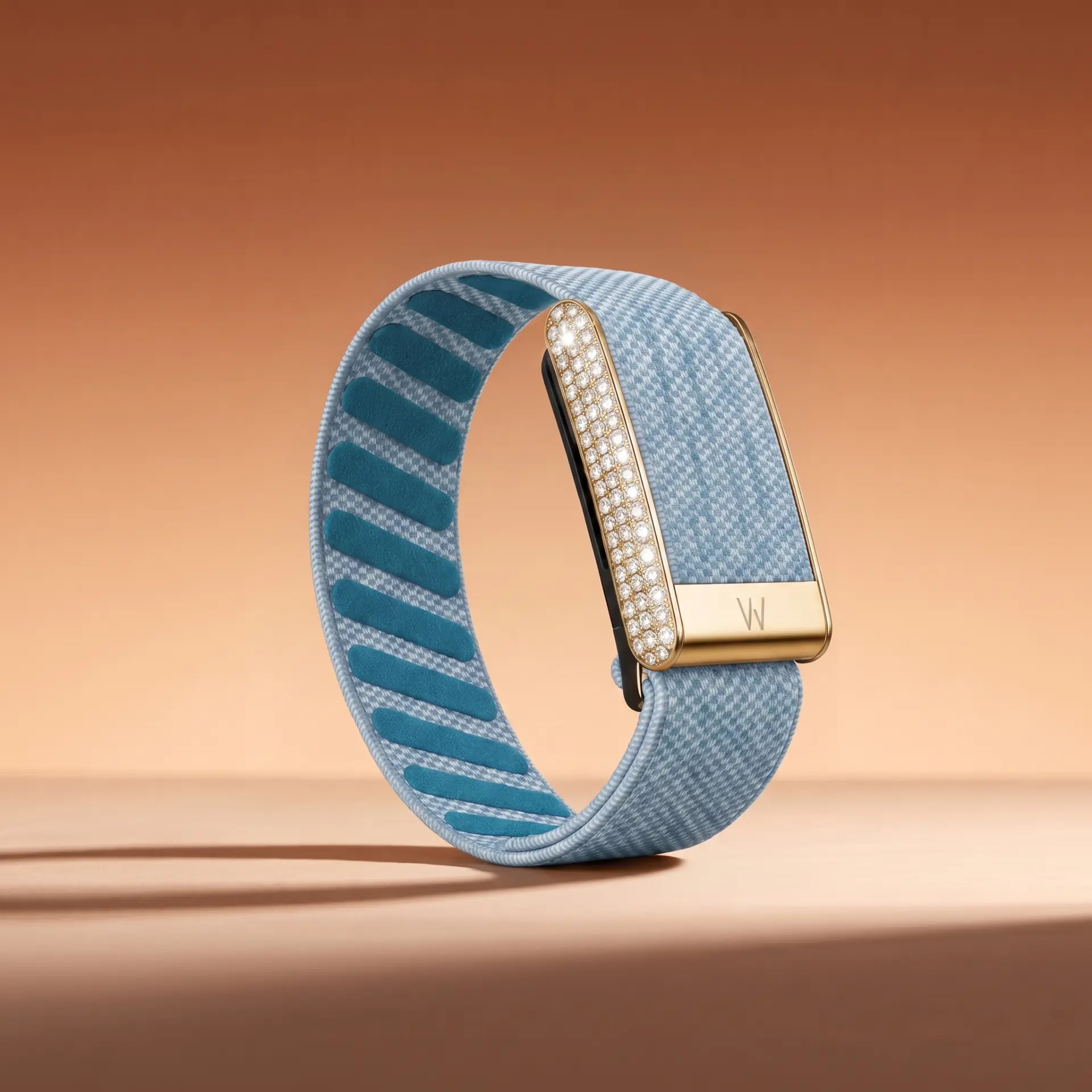Chambray Gold band with gold pavé bar