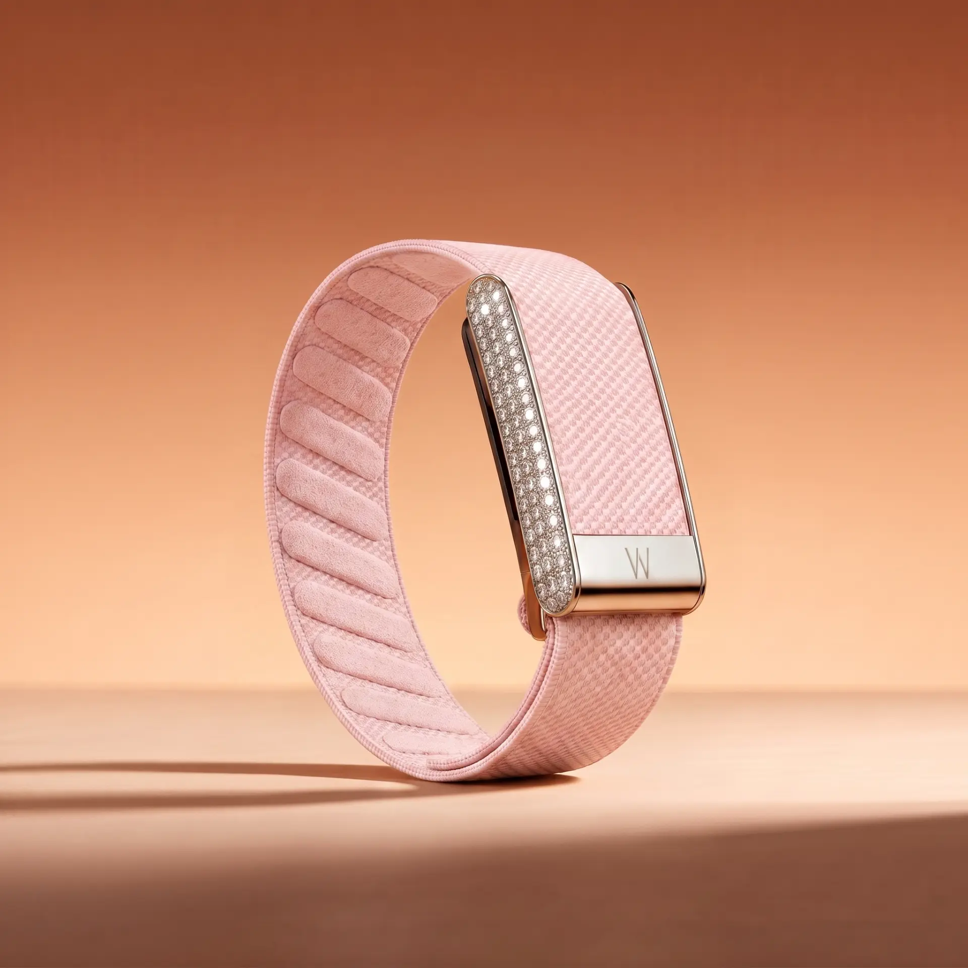 Petal Pink band with rose gold pavé bar