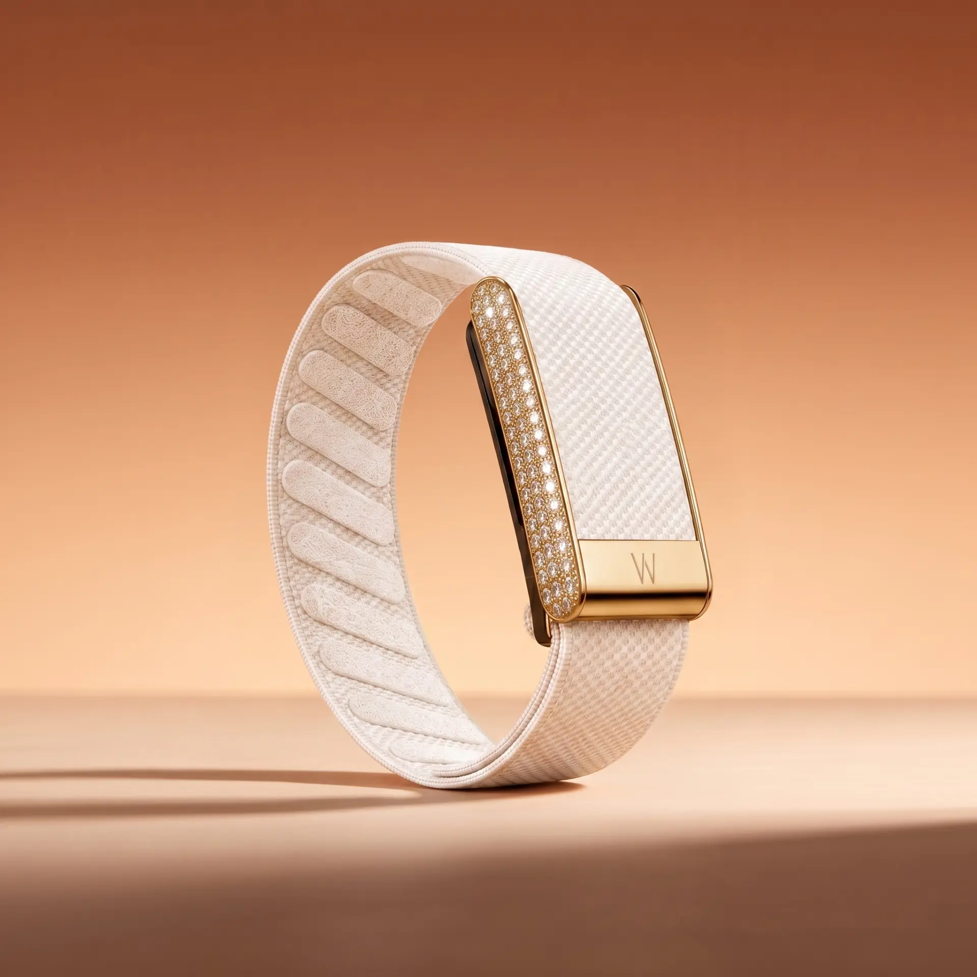 Ivory Pavé band with gold pavé bar