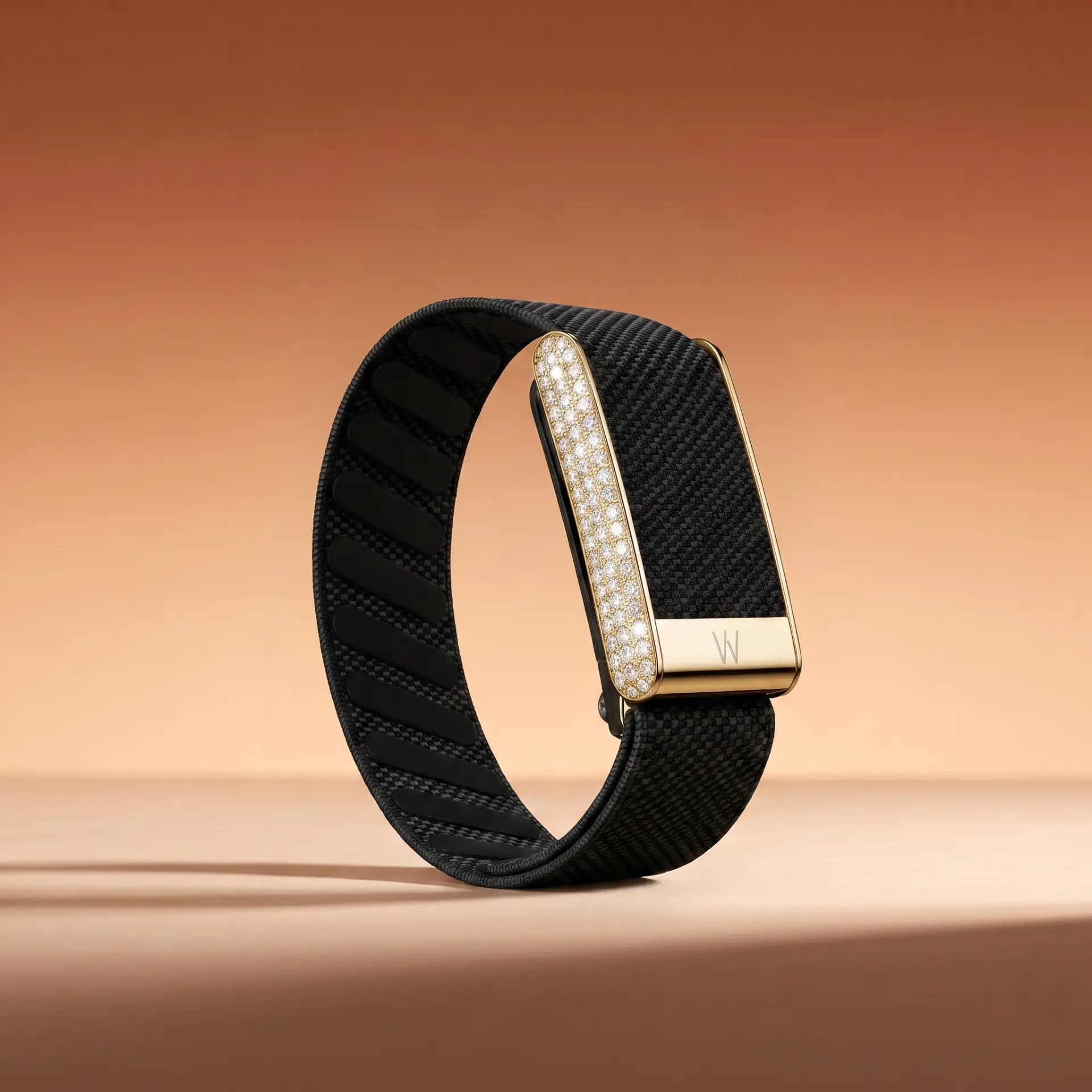 Onyx Pavé band with gold pavé bar