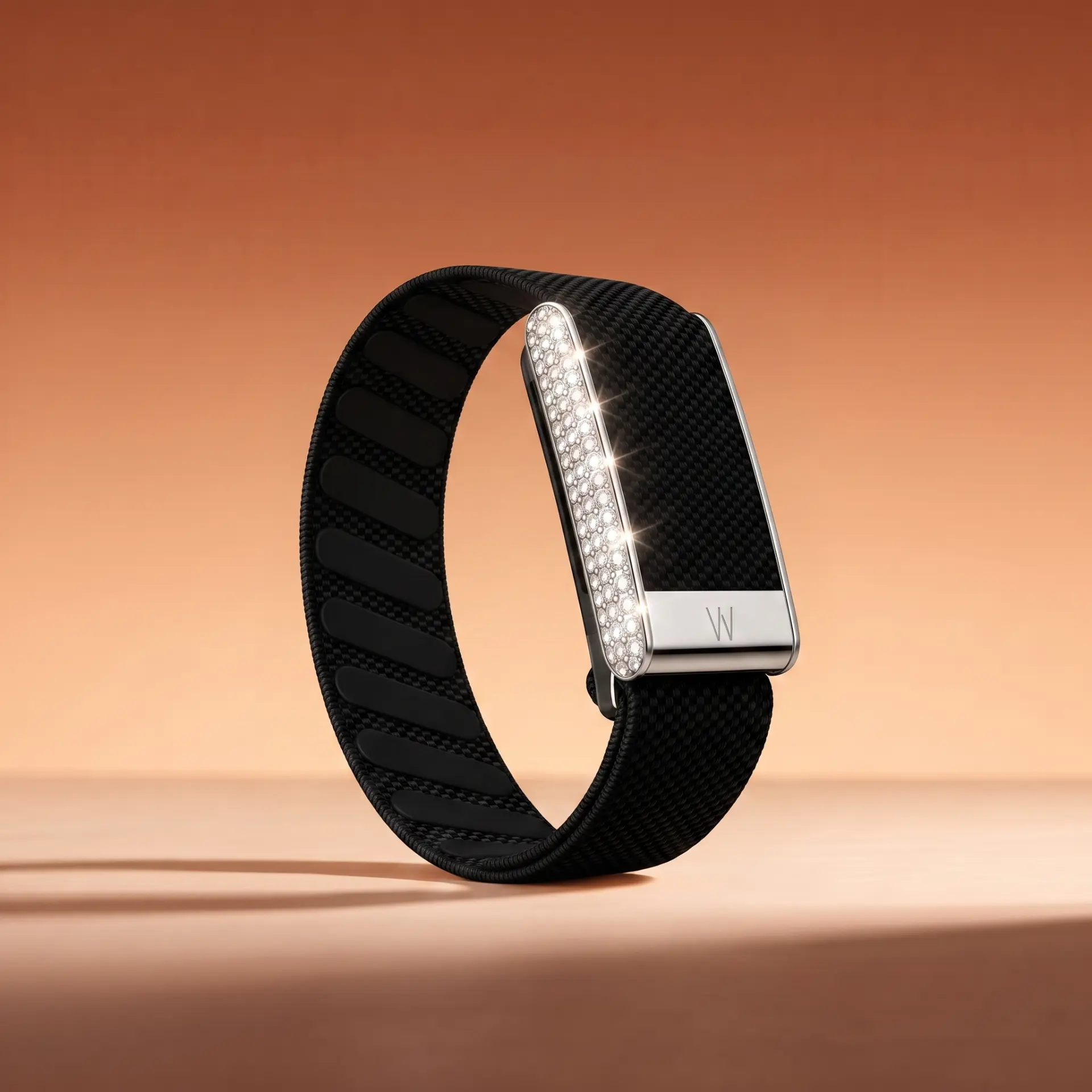 Onyx Silver band with silver pavé bar