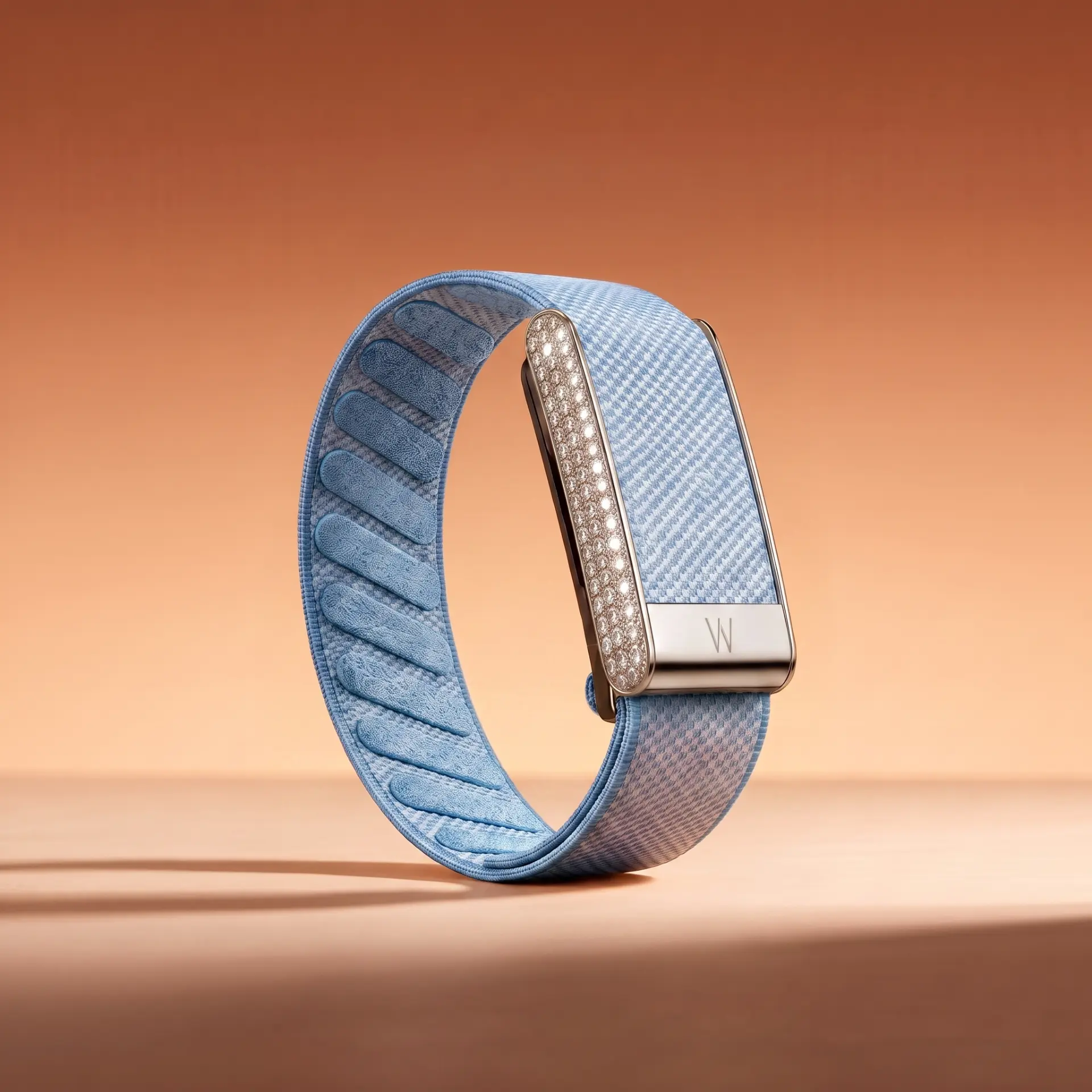 Sky Blue band with gold pavé bar