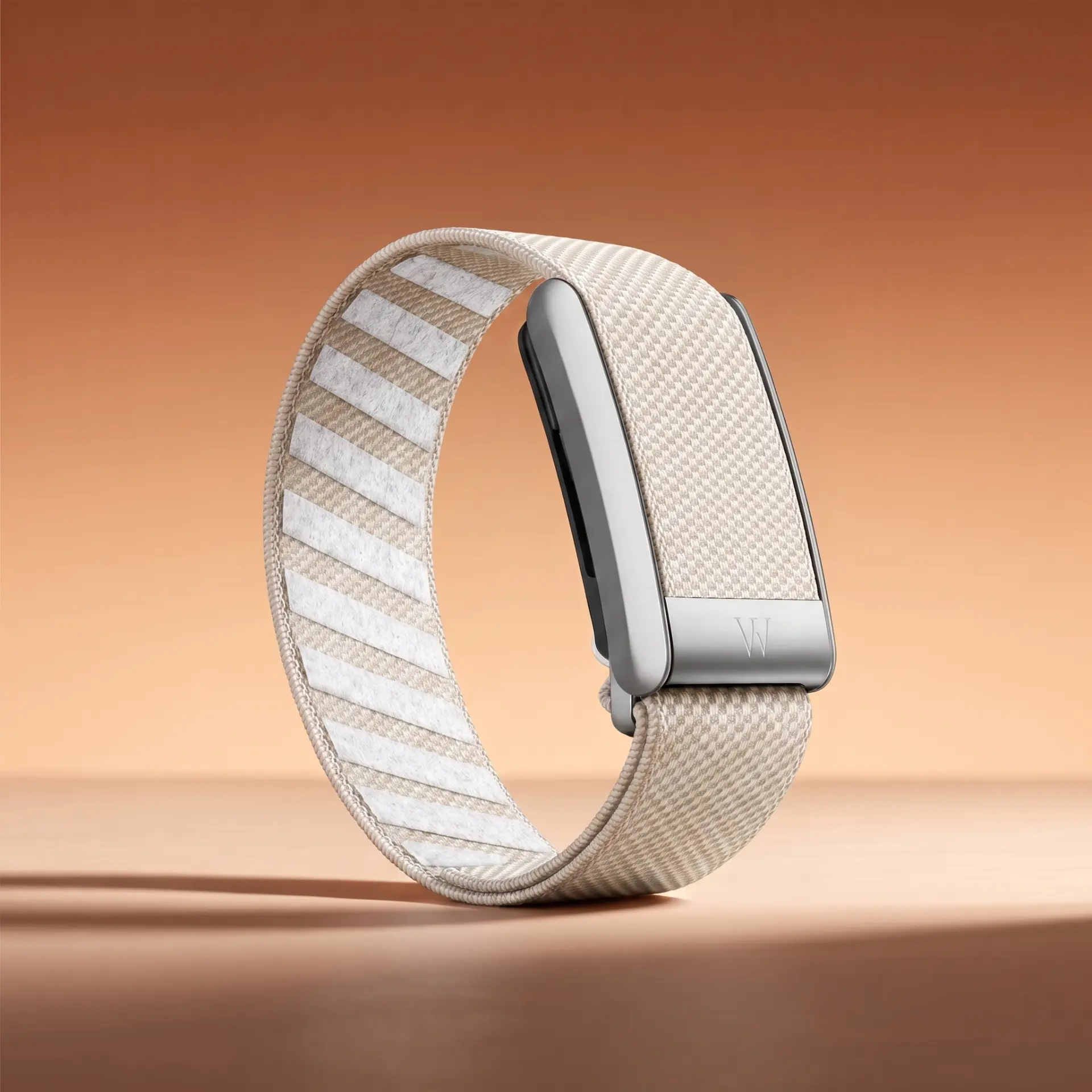 Linen Stripe band with polished steel bar